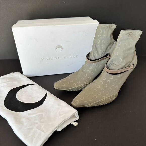 Marine Serre Neutrals Neutral 50 Crescent Moon Reflective Sock Boots Size 41 - Picture 1 of 14